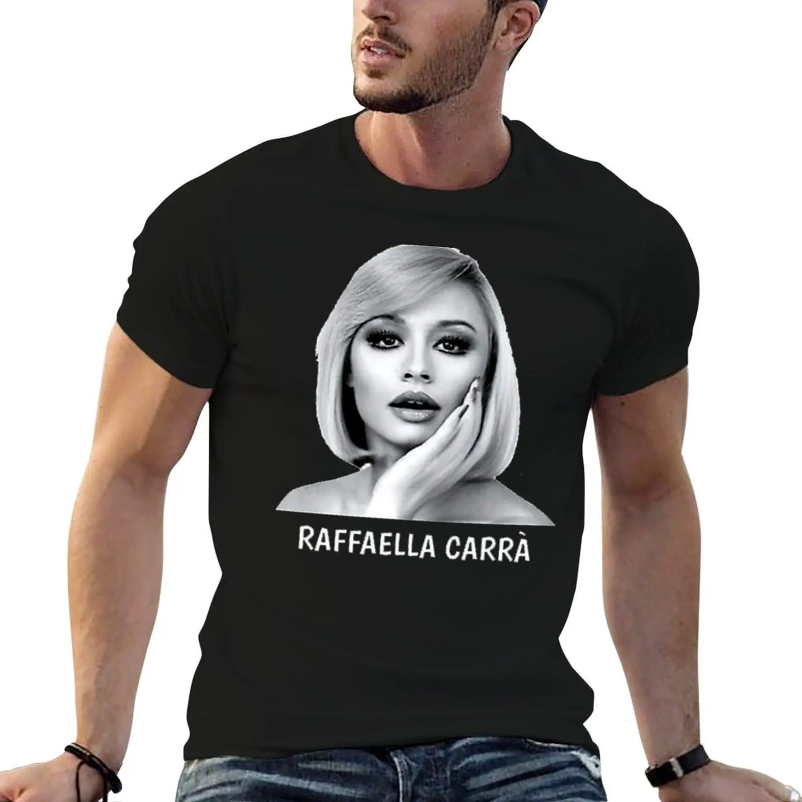 Camiseta de algodón para hombre con estampado de Raffaella Carrà, paquete de camisetas de algodón para hombre