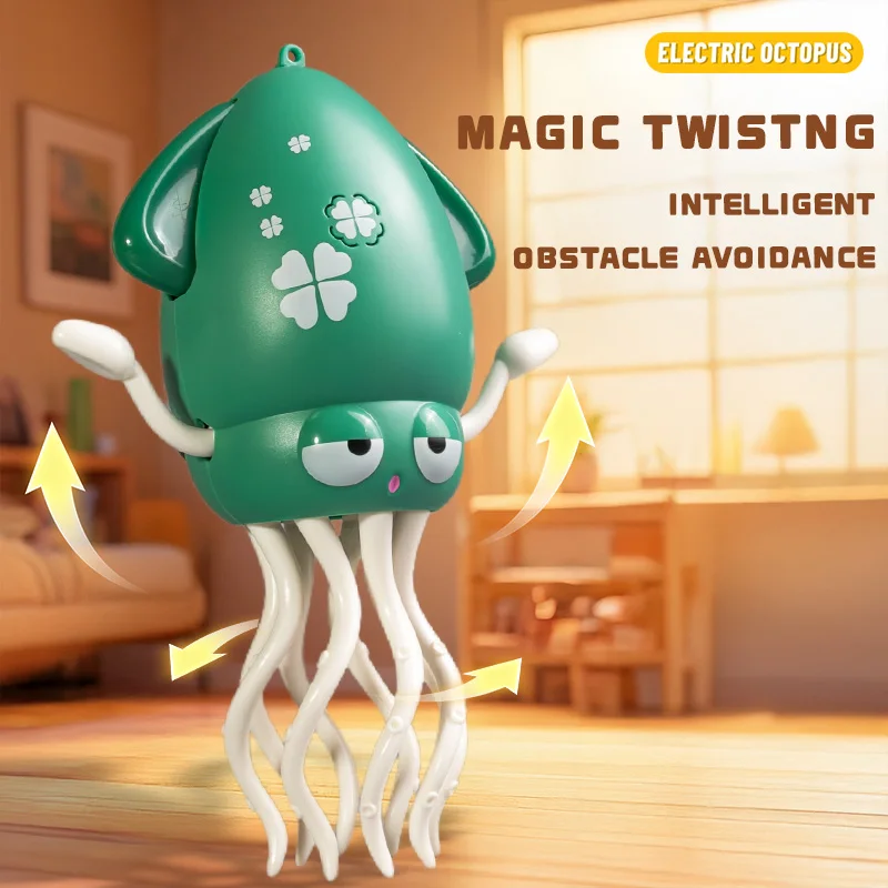 Elektrisch dansend inktvisspeelgoed voor kinderen Geluid en verlichting Obstakel vermijden Kruipen Simulatie Octopus Baby Grappig interactief speelgoed