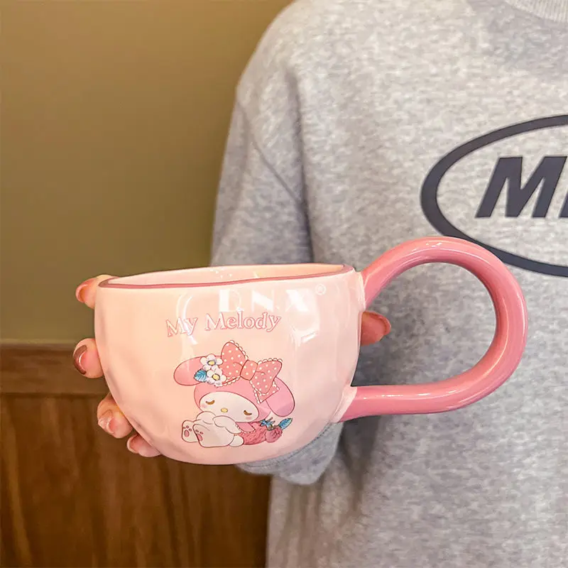 Kawaii Kuromi Cinnamoroll مرحبا كيتي سانريو لطيف الكرتون السيراميك بلدي ميلودي القدح الأطفال الحليب فنجان القهوة هدية عيد ميلاد للأطفال