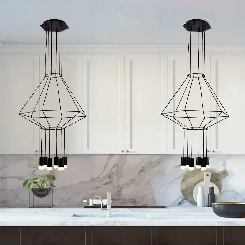 Nuevos candelabros Led de escalera creativos y modernos, acrílico negro G9, colgante de escalera para sala de estar, lámparas interiores de diseño de línea Simple