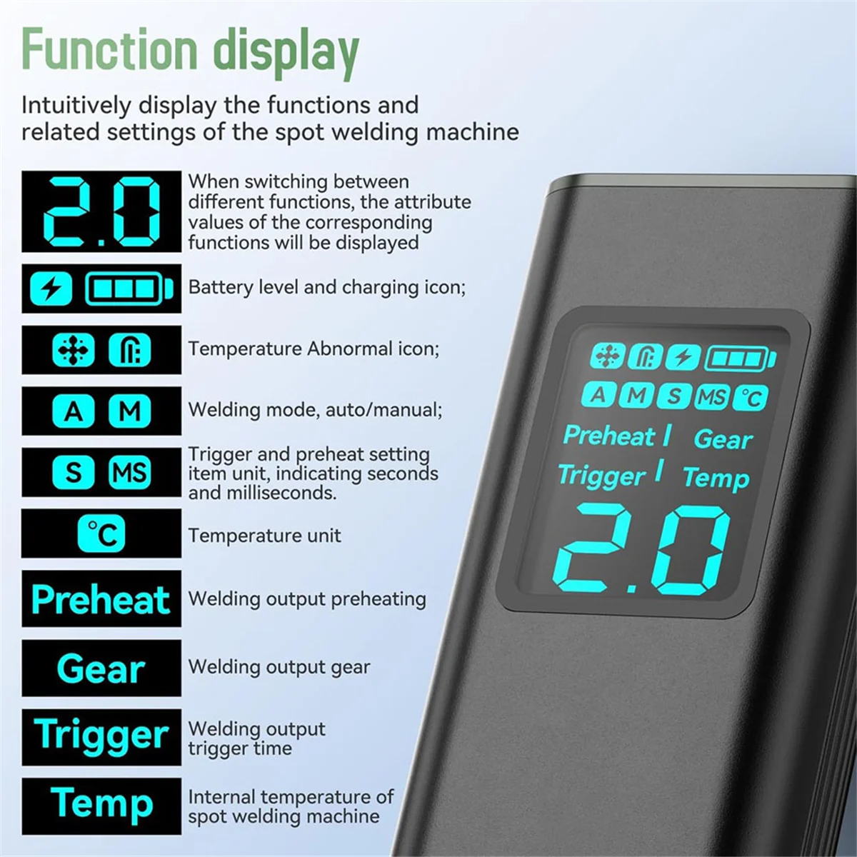 ABNJ Battery Spot Welder, Battery Welder 99 Gear Adjustable Handheld Spot Welder with LCD Screen Automatic for Welding Nickel