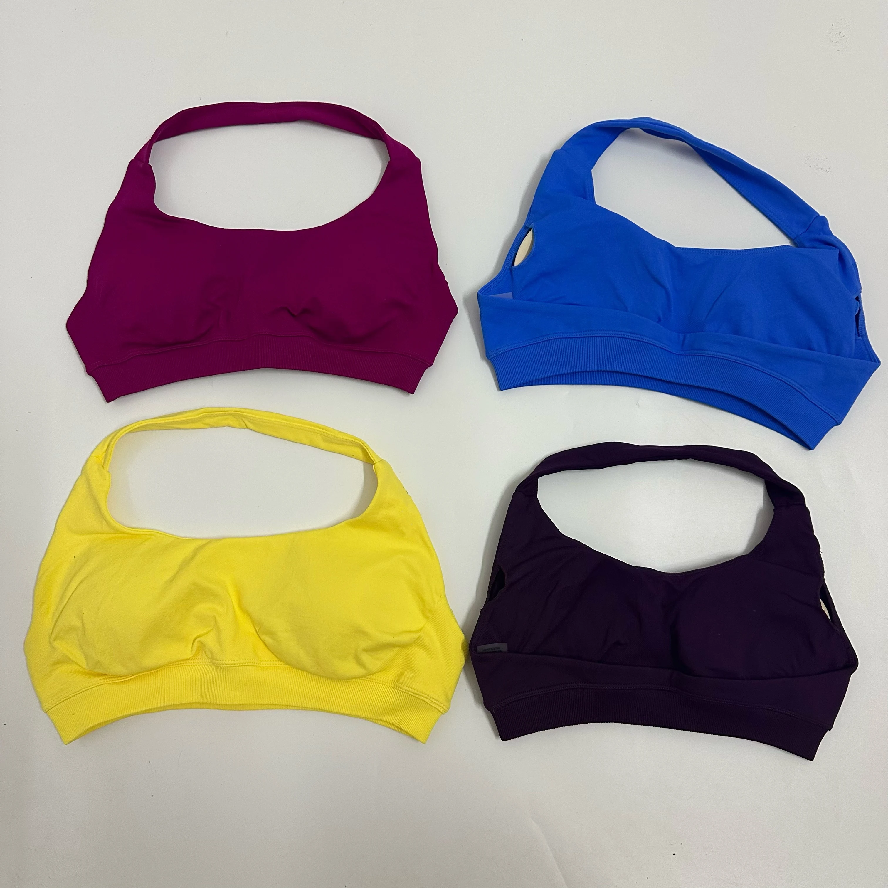 Yoga Sports Bra for Women Seamless Halter Neck Strap Bra Sexy Open Back Padded Yoga Top Bra Medium Support Gym Crop Top image 2