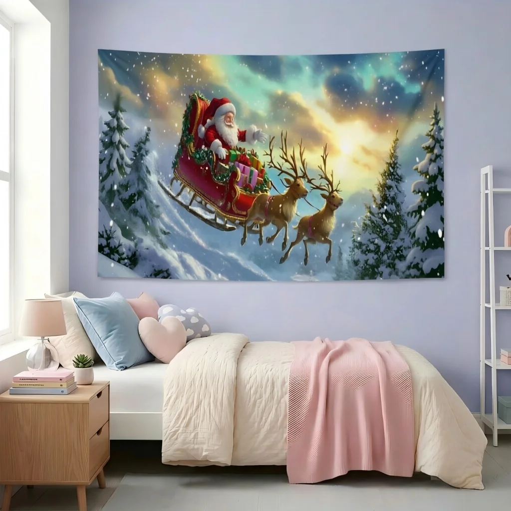 Large Polyester Holiday Angel Tapestry, Easy‑to‑Hang Festive Decor No Power Needed for Home Warehouse Outdoor Xmas Decoration