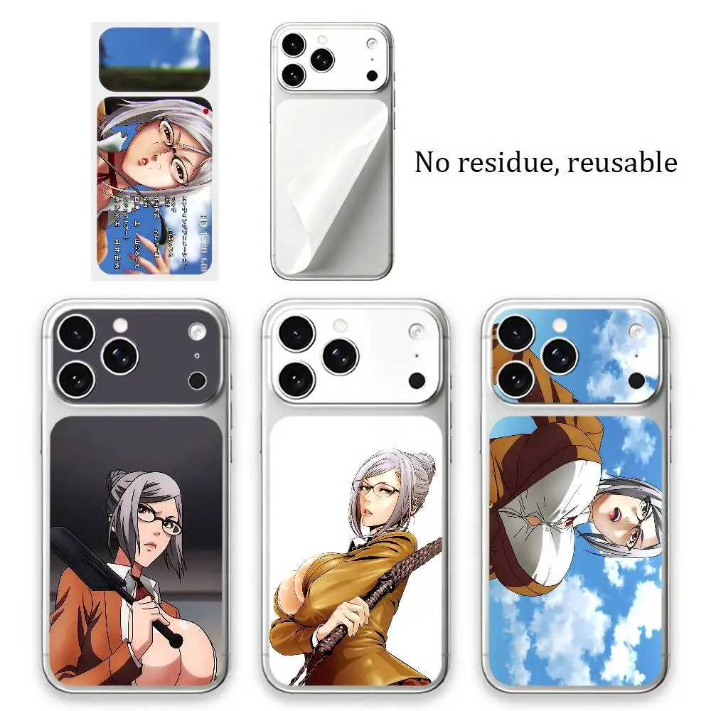 Pegatina trasera M-Meiko S-Shiraki P-PrisonS para iPhone 17 Pro Max 17 Pro, calcomanía antihuellas