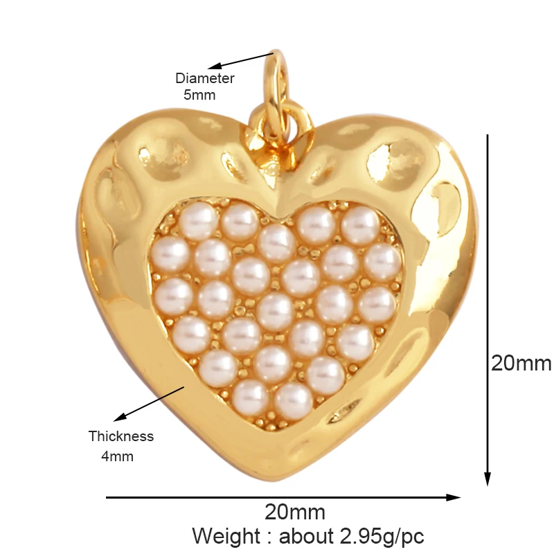 Classics Love Heart Star Zircon Focal Charm Pendant,Creative Shell Pearl 18K Gold Plated Jewelry Accessories Supplies M41