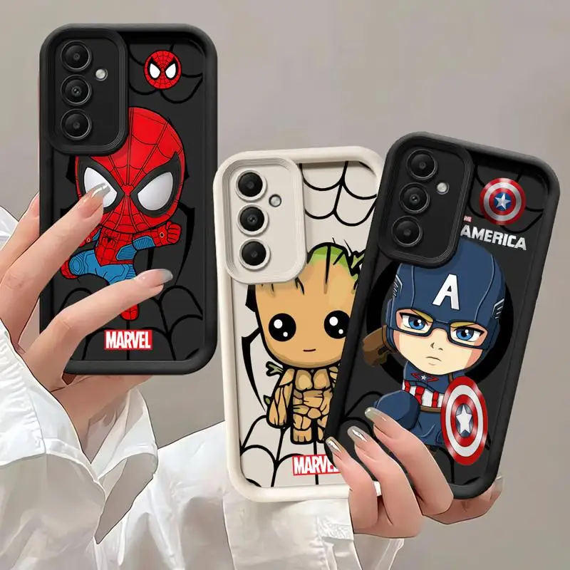 

Marvel Comic Spiderman Groot Phone case for Samsung Galaxy A55 A52 A33 cases A24 A15 A12 A23 A22 5G A54 A52s A53 A14 funda Cover