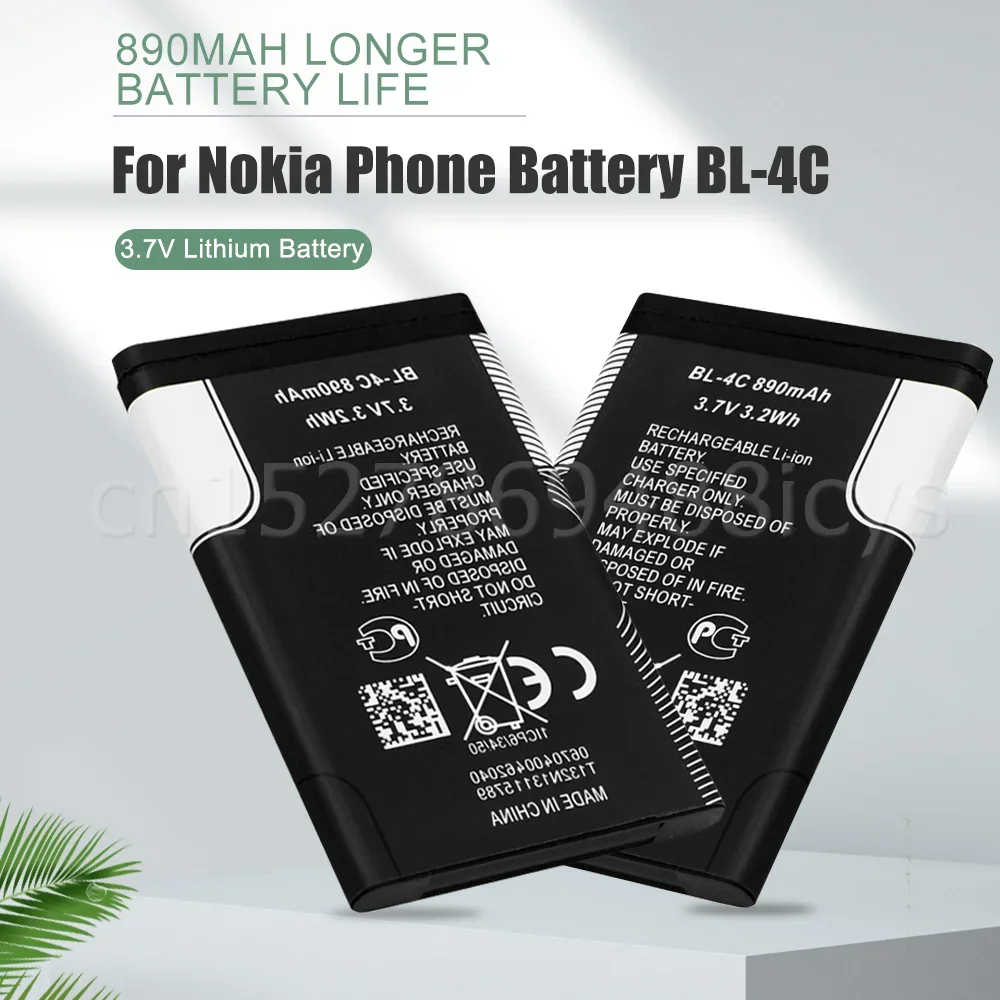 890mAh BL-4C BL 4C BL4C Replacement Battery For Nokia Phone 6100 6101 6103 6136 6125 6170 7200 7705 7270 2650 6300 2228 8208