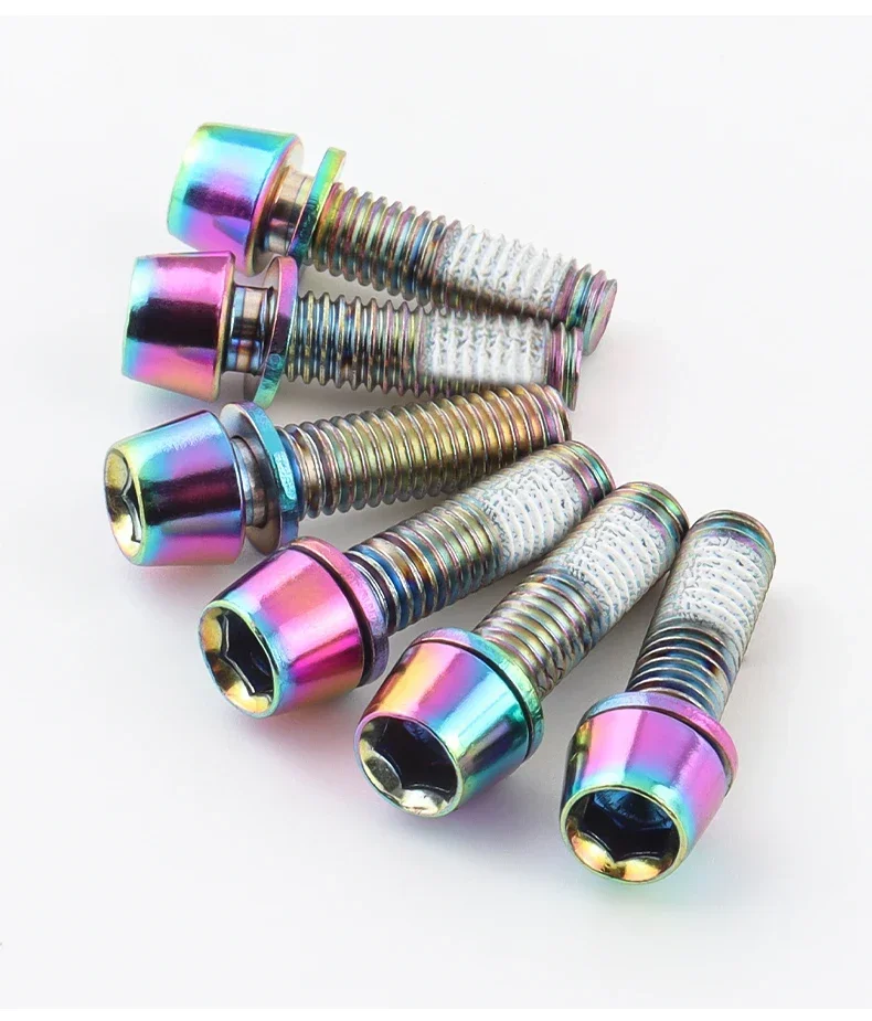 MUQZI 6 Stück M5 x 17 mm Edelstahl-Fahrrad-Vorbauschrauben mit Unterlegscheibe, hochfest, korrosionsbeständig, für MTB-Straßen-Gravel-Fahrräder – Detail 4