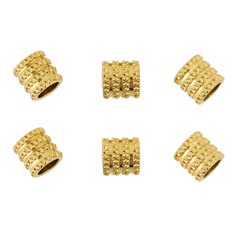 20 pezzi distanziatore in acciaio inossidabile perline 5mm 6mm 8mm colore oro metallo sciolto grande foro perline braccialetto collana gioielli che fanno risultati