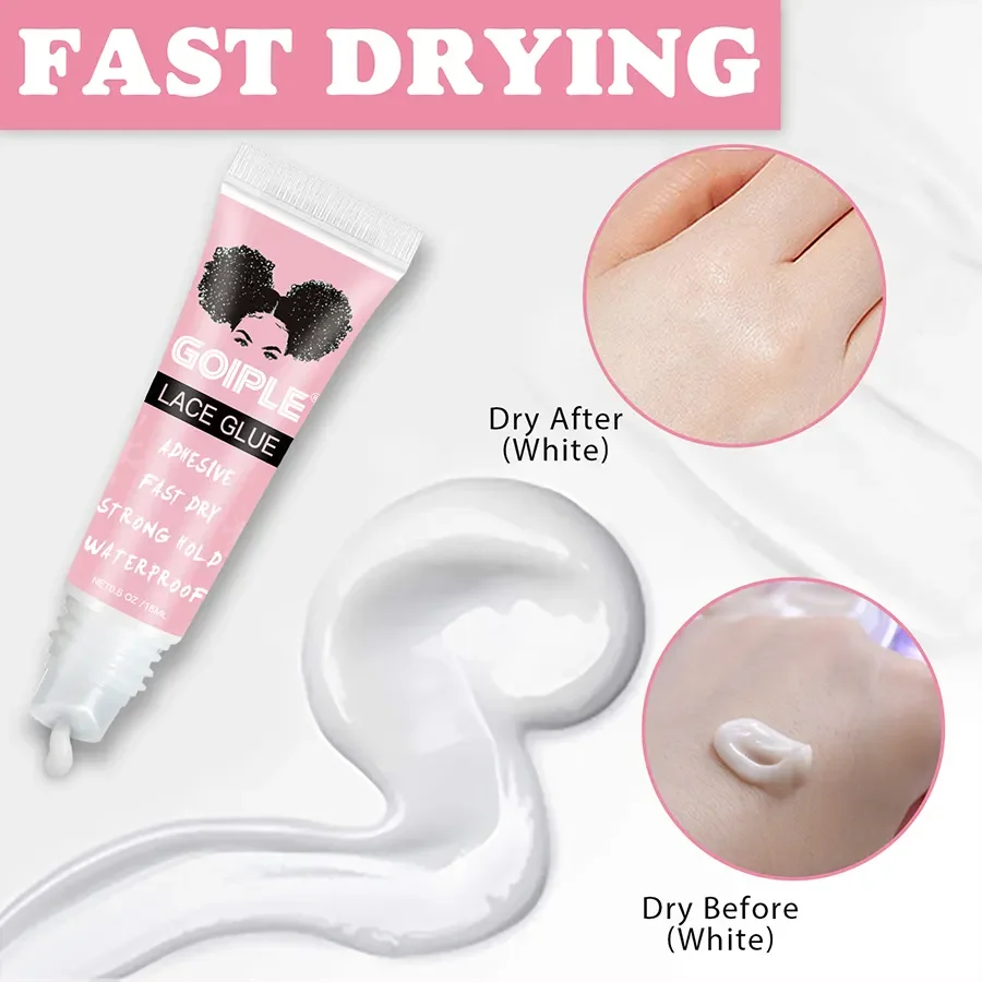 GOIPLE 15ml Wig Lace Glue Fast Dry Strong Hold Super Bonding Invisible Waterproof Adhesive For Wigs Synthetic Hair Bonding Glue