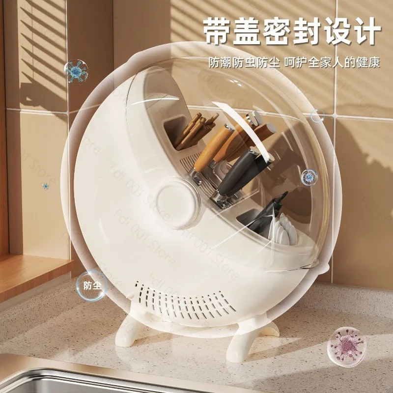 Multifunctional Countertop Cutlery Storage Organizer Knife and Chopstick Holder with Drain Structure  Household Kitchen Tidying