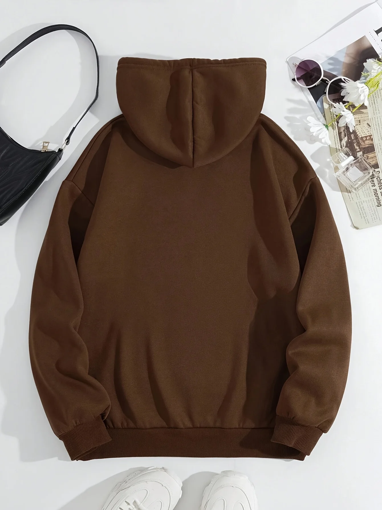 Basic Polyester Hoodie Alphabet Print 100_ Polyester Women Autumn and winter Comfortable Pullover Crewneck Loose Female Clothes