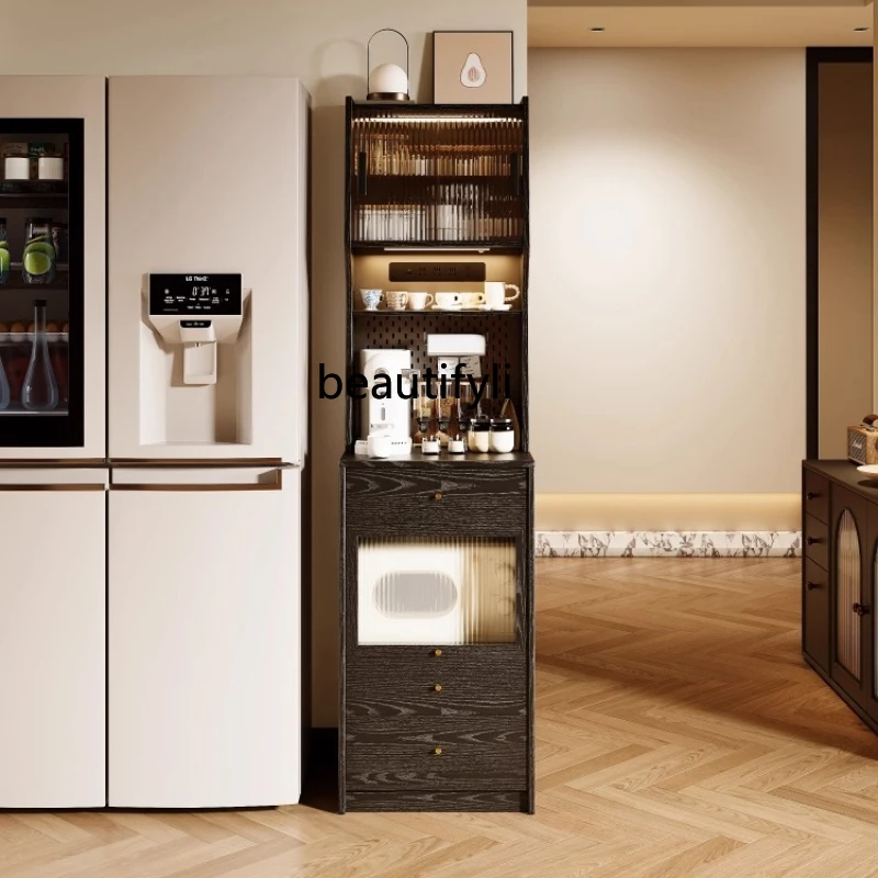 

All Solid Wood Sideboard Oak Kitchen Wall-Mounted Integrated Storage Narrow Side Tea Cabinet