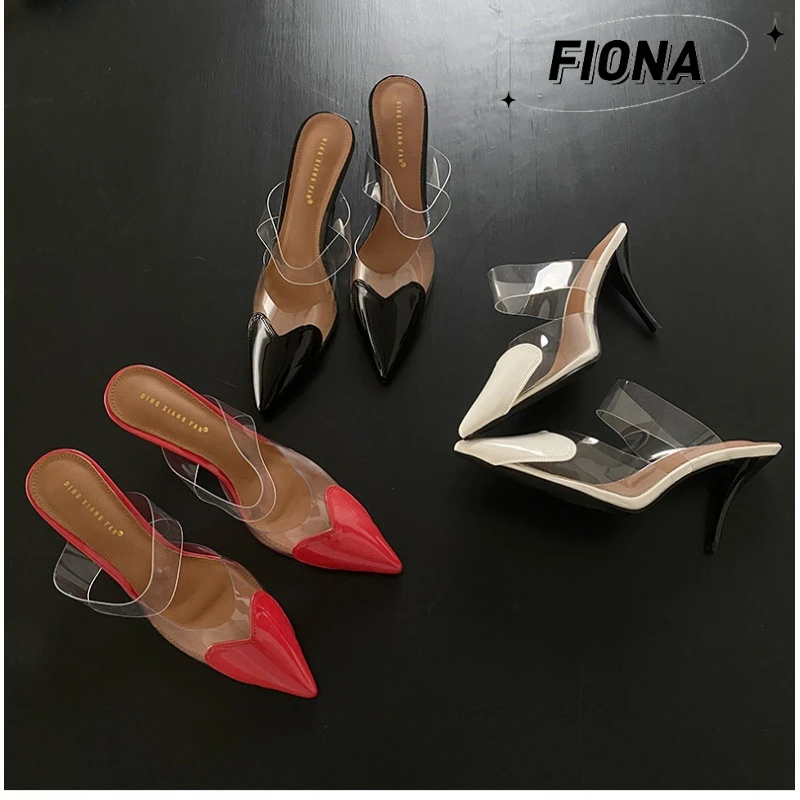 

New Spring/Summer New Product Color Block Thin Heel Pointed Women's Shoes Shallow Mouth Baotou Sandals High Heels