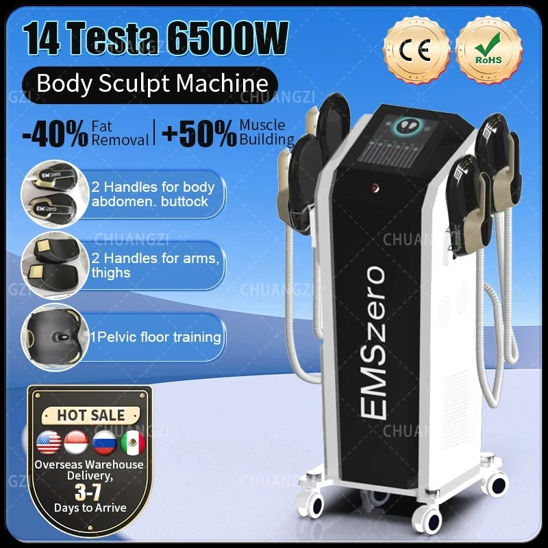 

2024 EMSzero 6500W 14 Tesla NEO Hi-emt EMS Body Sculpt RF Machine with 4Handles and Pelvic Stimulation Pad Optional EMSzero