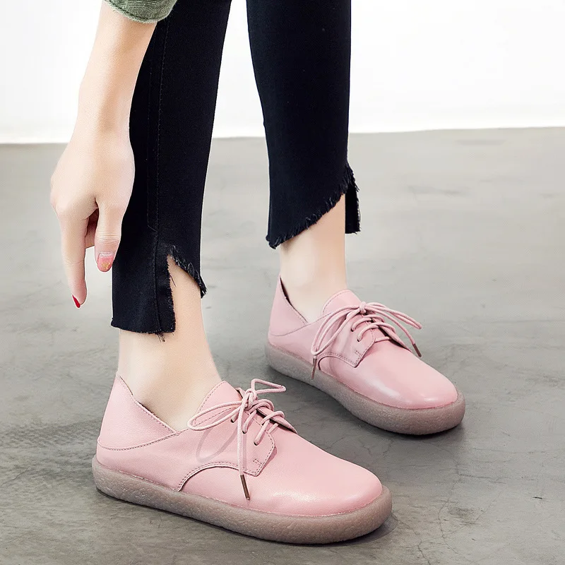 

New Spring and Autumn Fashion Breathable 100% Genuine Leather Shoes for Women, Women's Loafers, Walking Mom Shoes