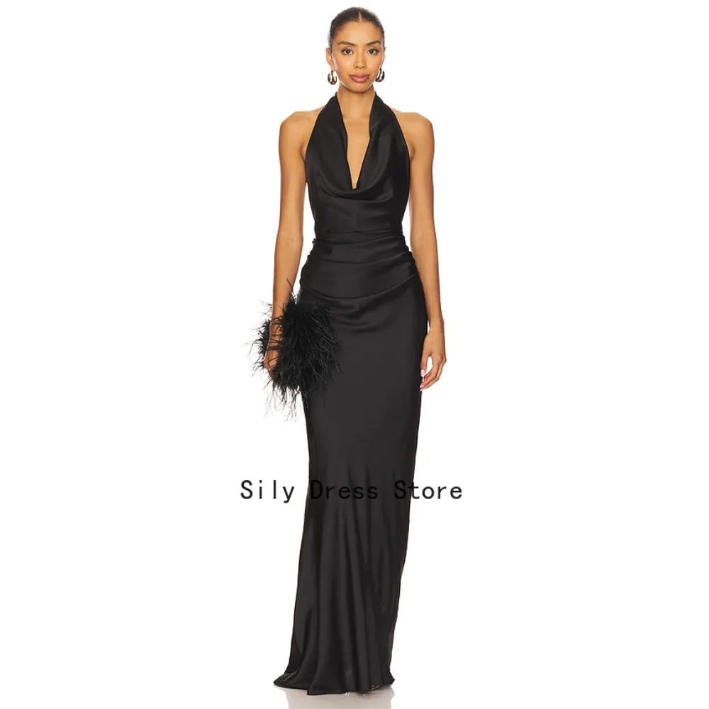 Maßgeschneiderte Neckholder V-Ausschnitt Abendkleider Schwarzes Modisches Maxi-Partykleid Langes Elegantes Modernes Formelles Ballkleid für Damen 2026 – Detail 3