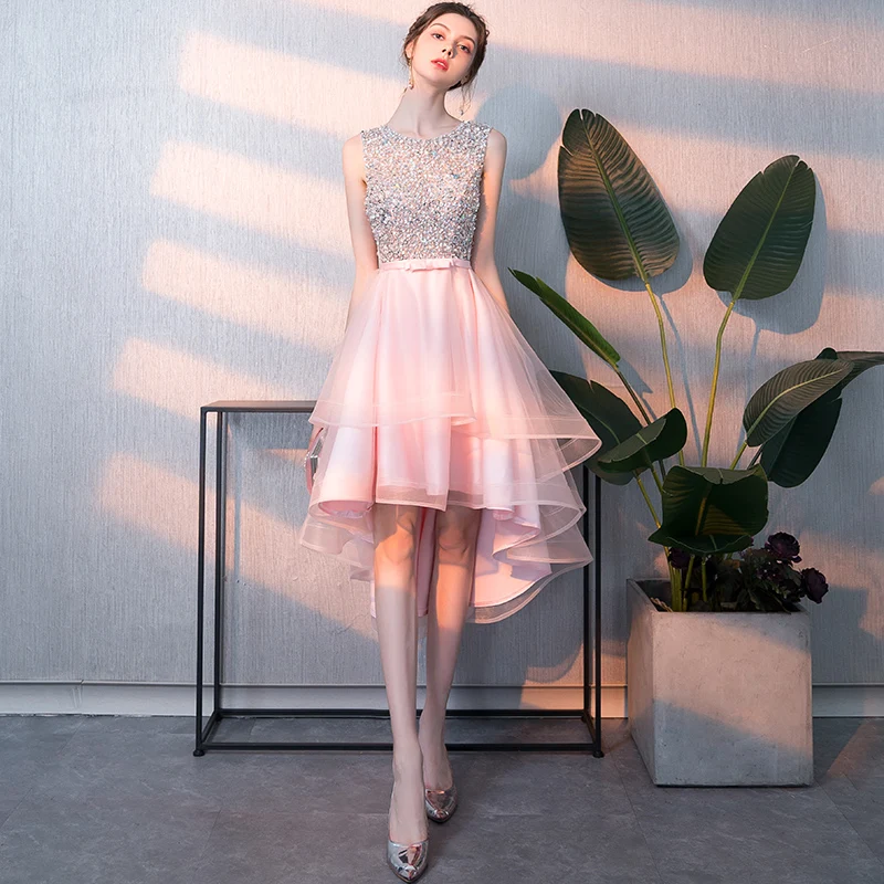 

Pink Engagement Evening Gown Women's High-Quali Luxury Sensation Host ort Ball Gown Korean Sle Resin Diamond Detail