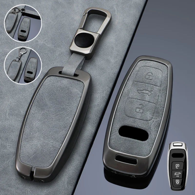 

A+ Zinc Alloy Leather Car Key Case Cover For Audi S5 S6 S7 S8 A3 A4 A6 A7 A8 A6L Q3