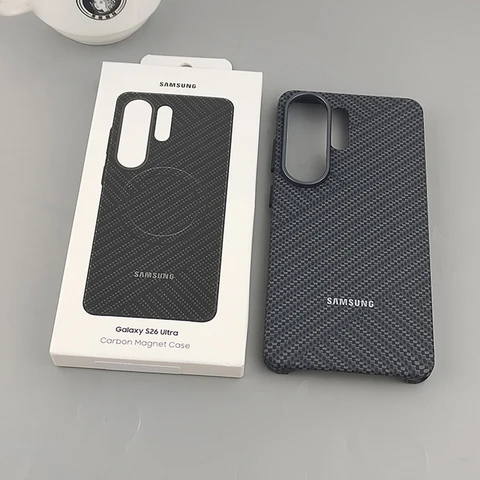 Чехол из карбона для беспроводной зарядки MagSafe для Samsung Galaxy S25 S26 Ultra S25Ultra S26U, жесткий защитный чехол для телефона