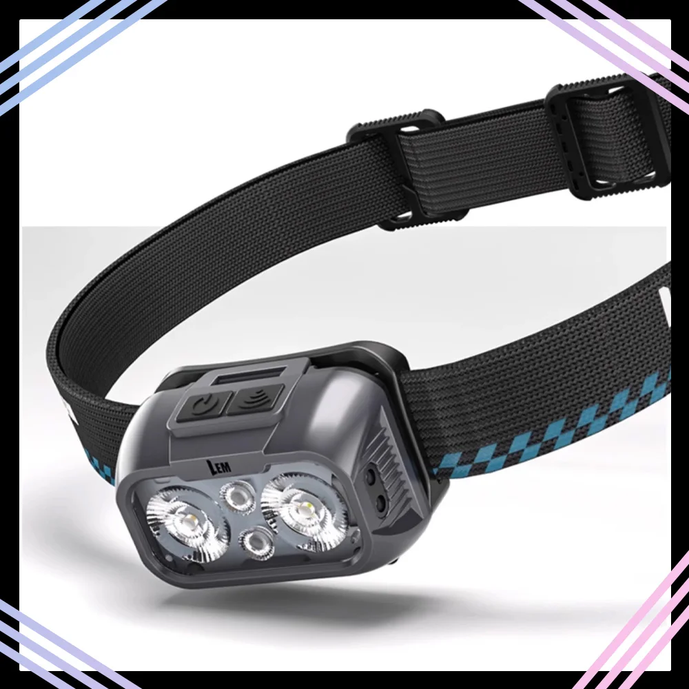 LEM L28 Pro Powerful Headlamp Outdoor Climbing Head Lamp Flashlight 1300mAh 600LM Rechargeable Fishing Lantern Head Torch