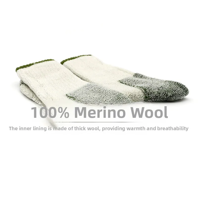 Customized Cross Border Sports Socks Mid Tube Merino Wool Socks Towel Bottom Outdoor Mountaineering Socks Thickened Snow Socks