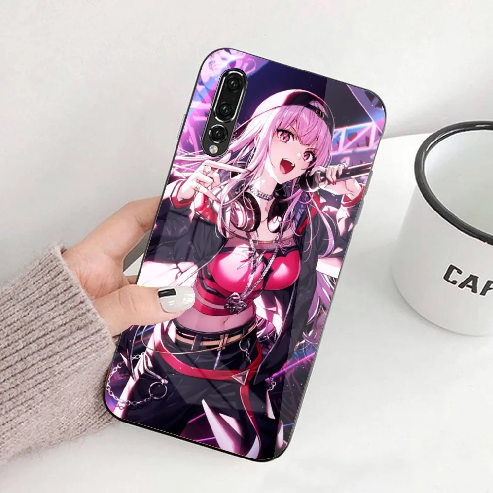 Funda de teléfono móvil de Anime Mori Calliope, cubierta de vidrio para Huawei P50, P40, P30, P20 Pro, Mate 40, 30, 20 Pro, Nova 9, 8, 7, PC