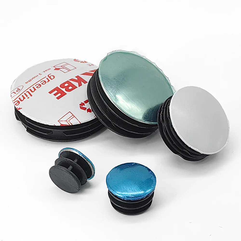 Bouchon intérieur de tuyau rond en acier, couvercle de jambe de chaise de table, bouchon d'extrémité d'obturation en plastique noir, bouchons d'inserts de tube, 16-60mm, 2-20 pièces