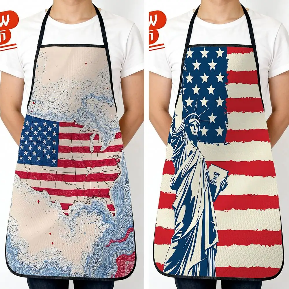 

Stars and Stripes American Flag Fashion Kitchen Aprons for Woman Men Chef Work Apron for Grill Restaurant Bar Shop Cafes Beauty