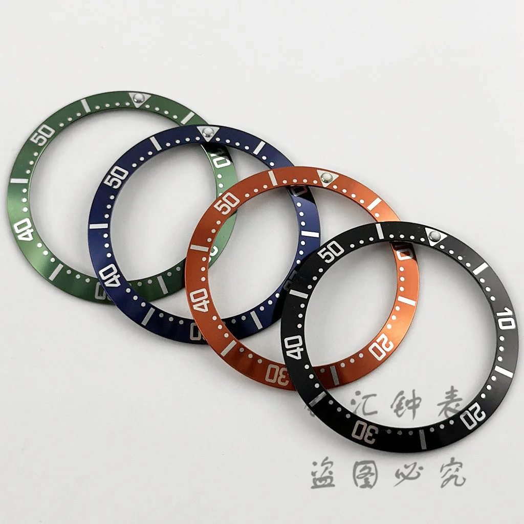 38mm Diving Black Orange Blue Green Aluminum Bezel Sloping  Watch Insert Watch Replace 38mm*30.6mm Watch Bezel Inserts Ring
