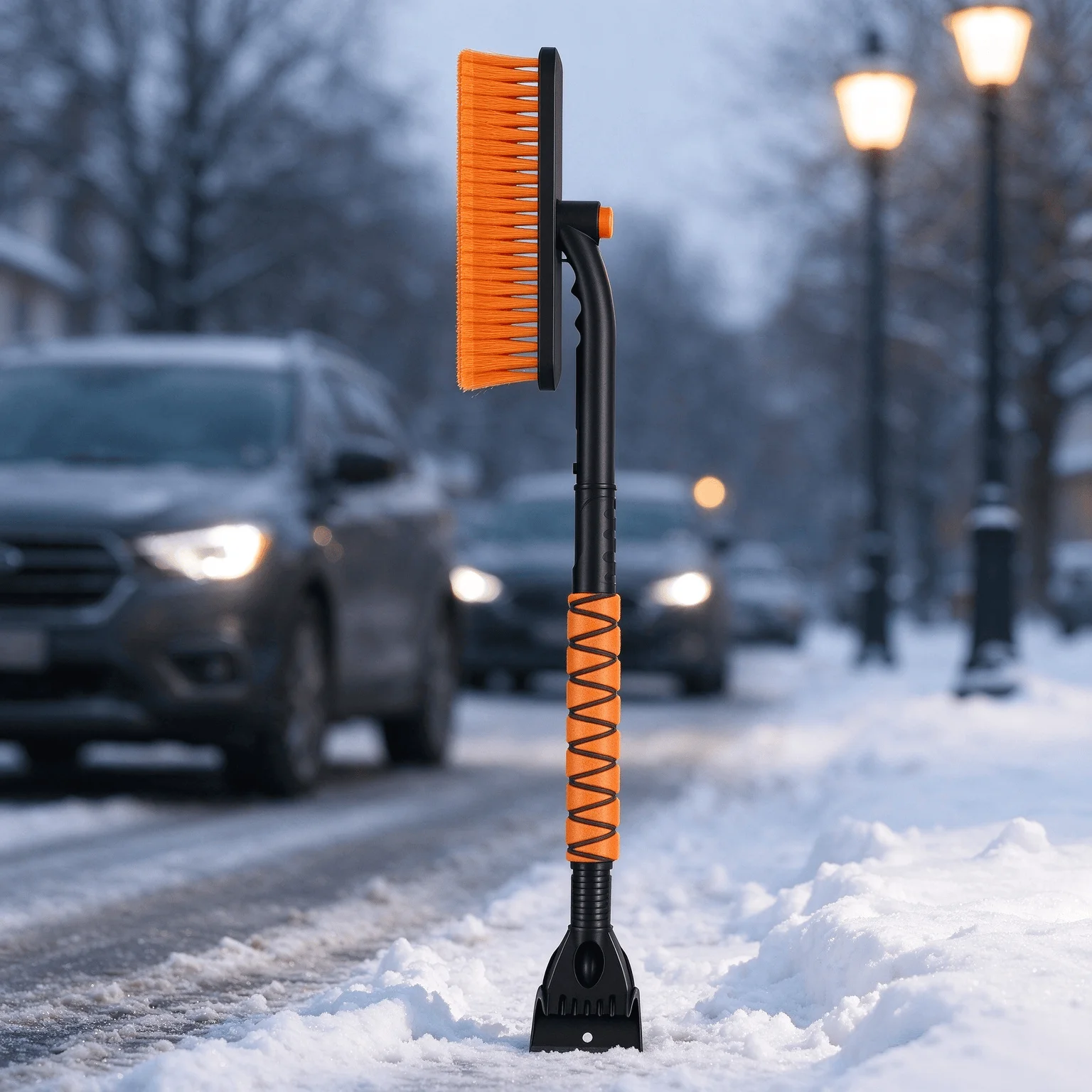 3-in-1 Retractable Car Snow Shovel, Detachable Ice Scraper & Rotatable Snow Brush for Car Windshield