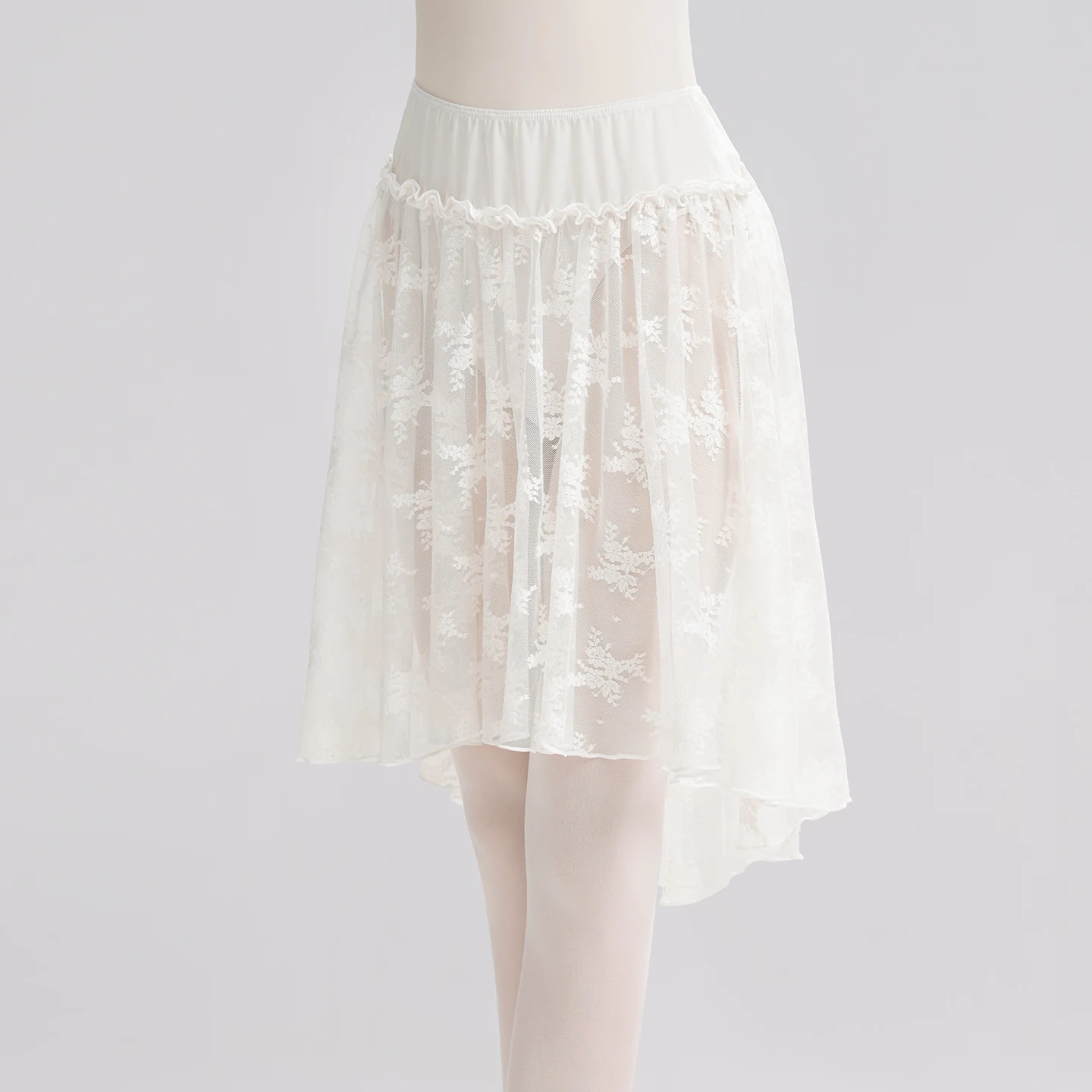 

Women Dance Skirts Lace Splice Printed Dancing Skirt Adult Girls Performance White Ruffles Ballet Dance Skirts