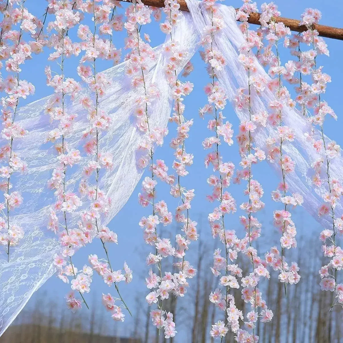 180/230cm Artificial Sakura Flower Vine Pink Sakura Garland Sakura Artificial Flowers Wedding Arch Hanging Home Party Decoration