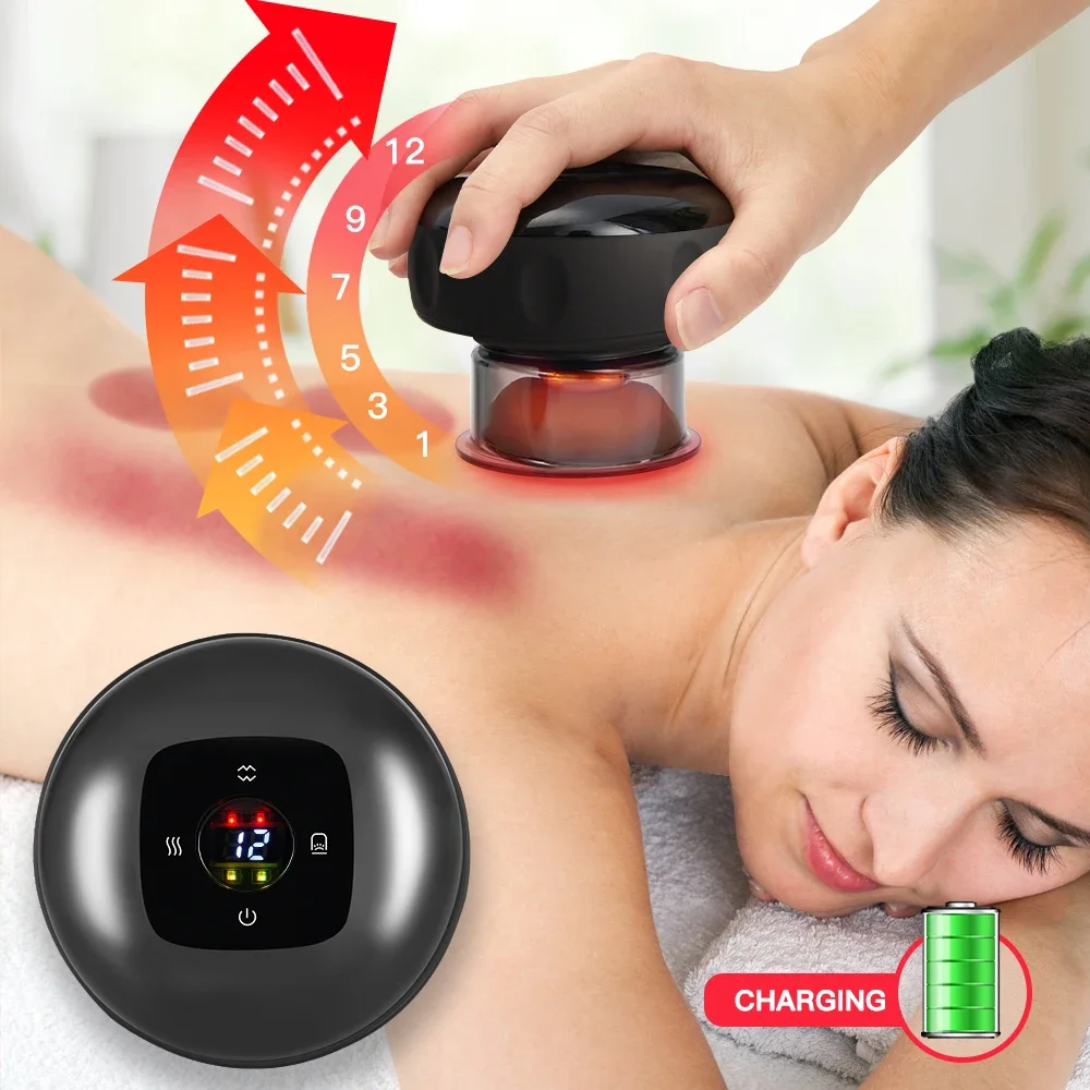 Smart Vacuum Cupping Massager Guasha Scraping Fat Burning Slimming for Muscle Soreness 12 Levels Smart Dynamic Cupping Jar