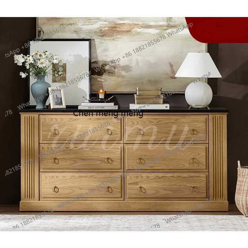 French contrasting solid wood chest, bedroom clothing storage cabinet, living room storage six chest cabinet