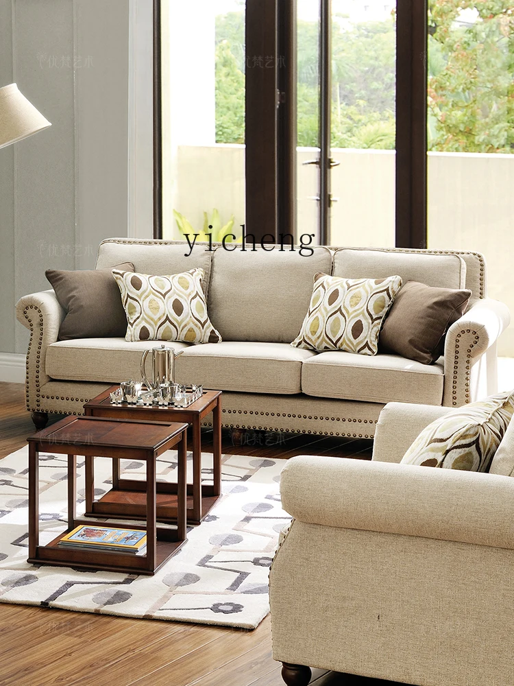 Zk Country Solid Wood Cloth Sofa Home Small Apartment Sofa Combination S696