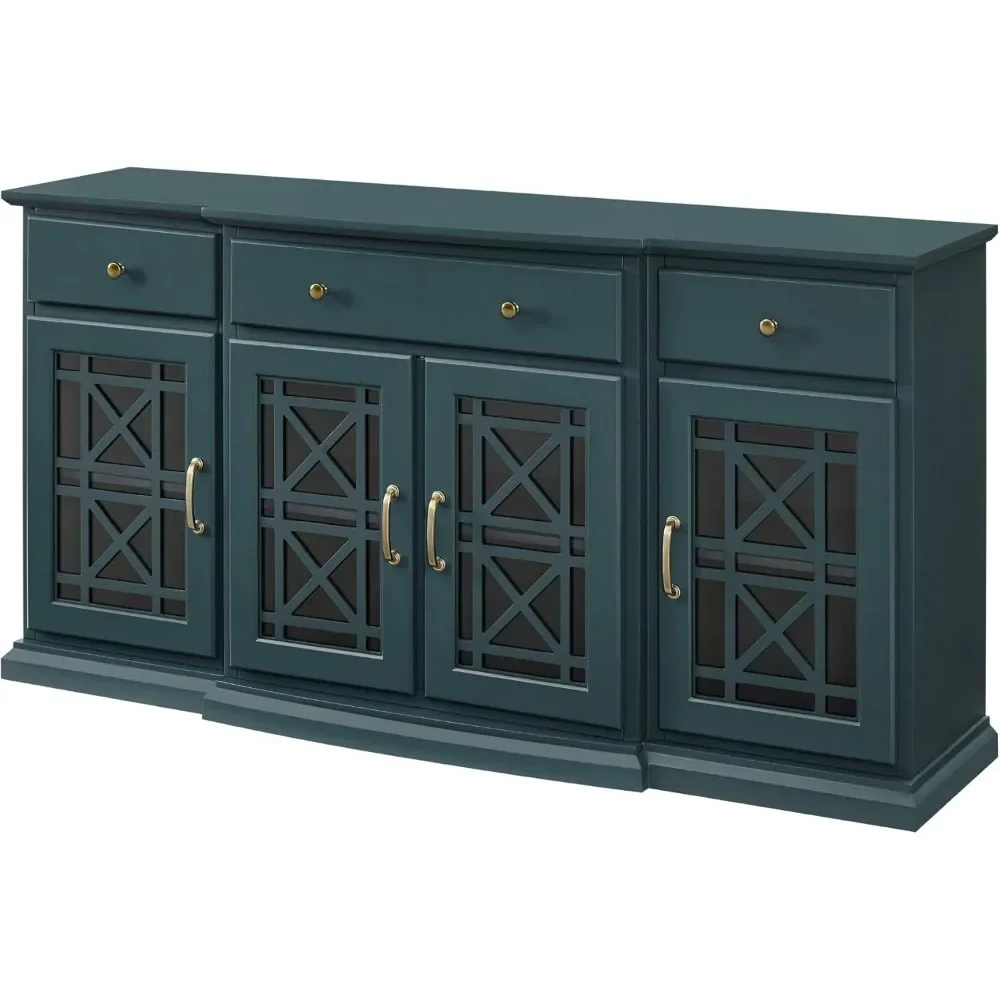 Credenza a Buffet moderna con porta in vetro in legno soggiorno-porta dell'armadio di servizio d'ingresso-Console per sala da pranzo, 60 pollici