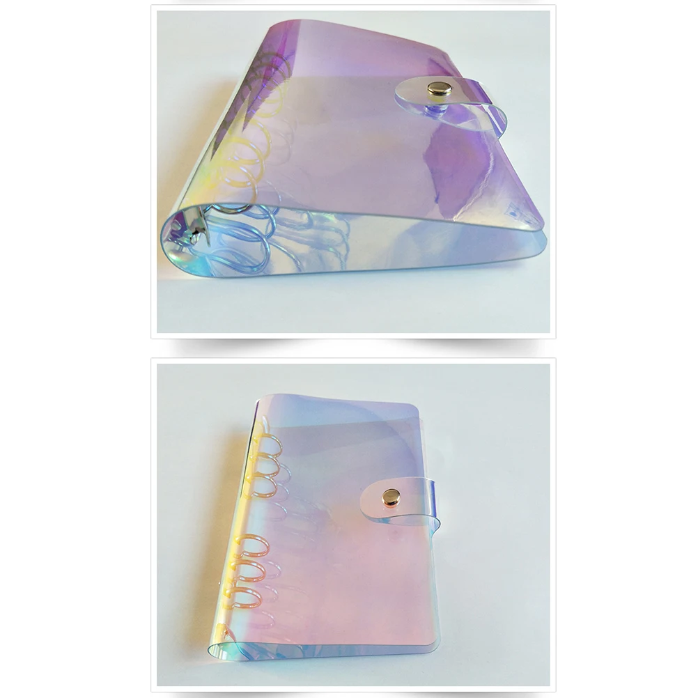 

Colorful Pvc Laser Binder Transparent File Folder Office School Supplies Steel Clip Lightweight Portable Fastening Button