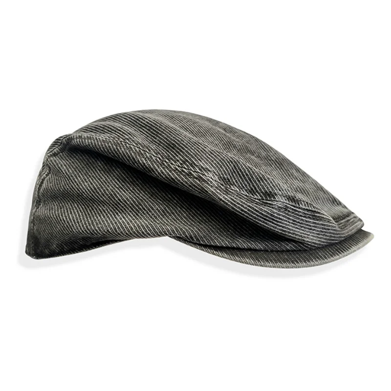 Corduroy Flat Cap, Distressed Vintage Beret, Unisex Hat