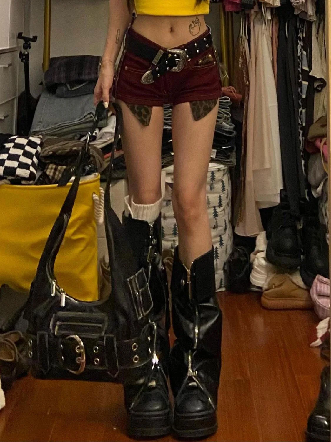 여름 여성 Abi Y2k streetwear 갸루 데님 반바지 레오파드 프린트 2000년대 일본 하라주쿠 진 핫 팬츠 한국어 Dark Academia