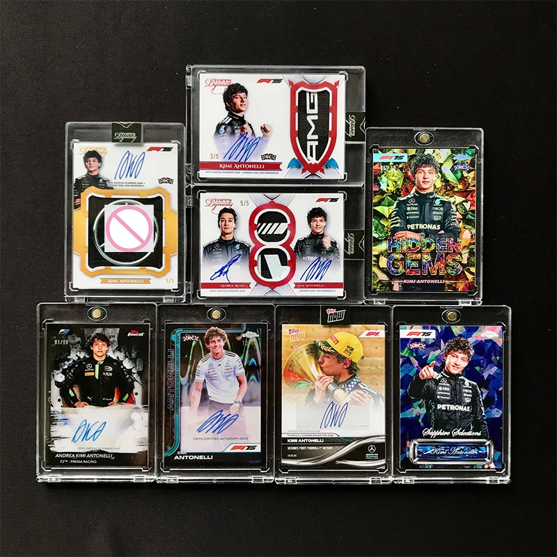 Cartão de Coleção Artesanal Topps F1 Racing Star Cameron Kimi Antonelli com Assinatura de Kimi Antonelli (Réplica Carter)