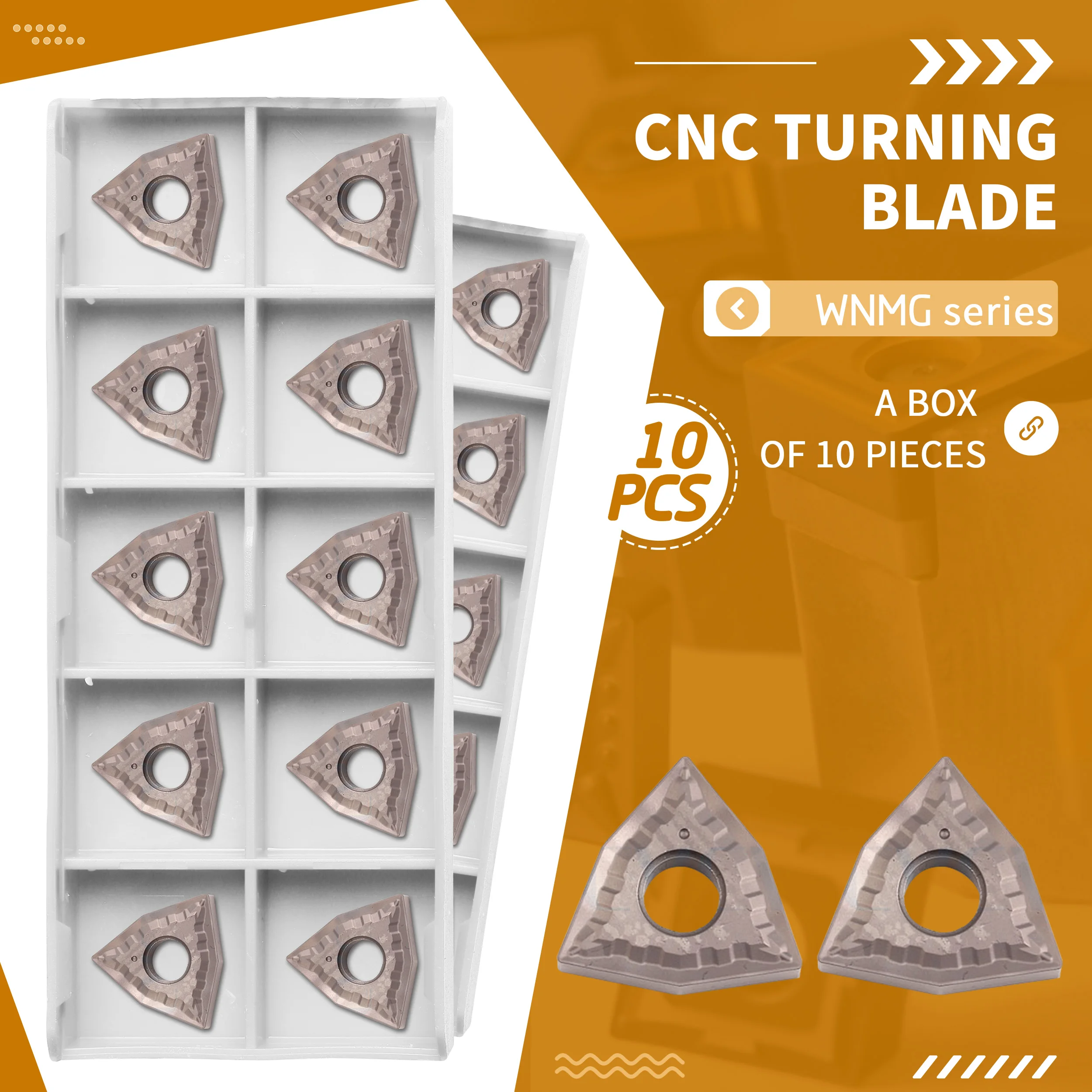 10Pcs WNMG080404-MT NK60 WNMG080408 CNC Lathe Cemented Carbide Turning Tools Machining Sharp Cutting Metal Ceramics High Finish