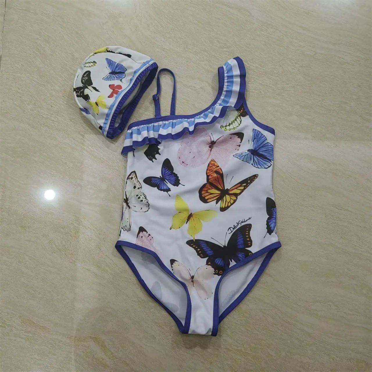 

2025 high end children swimsuit flower bodysuit girls'printed bikini swimsuit one-piece swim wear small chidlren swimsuit