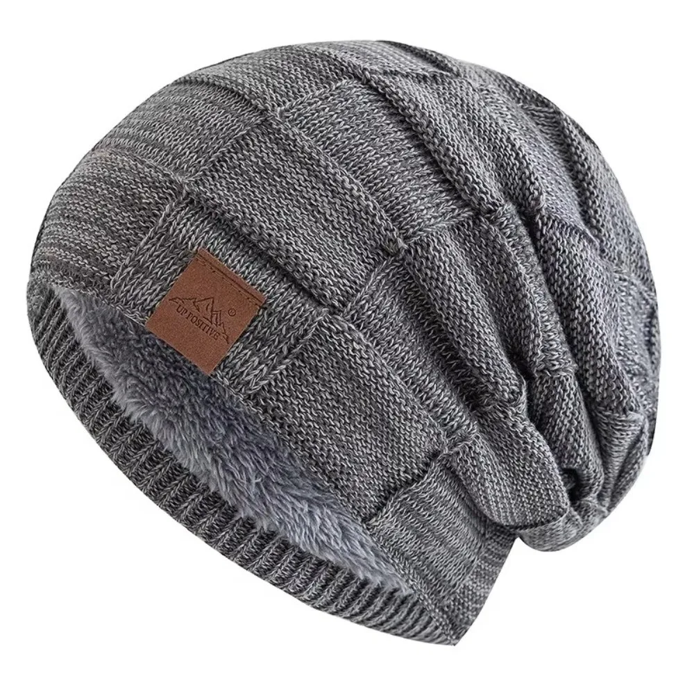 Plus Size Winter Beanie Cap Soft Thick Warm Slouchy Hat with Face Cover Cuffed Design Face Mask Set for Winter Cycling Skiing