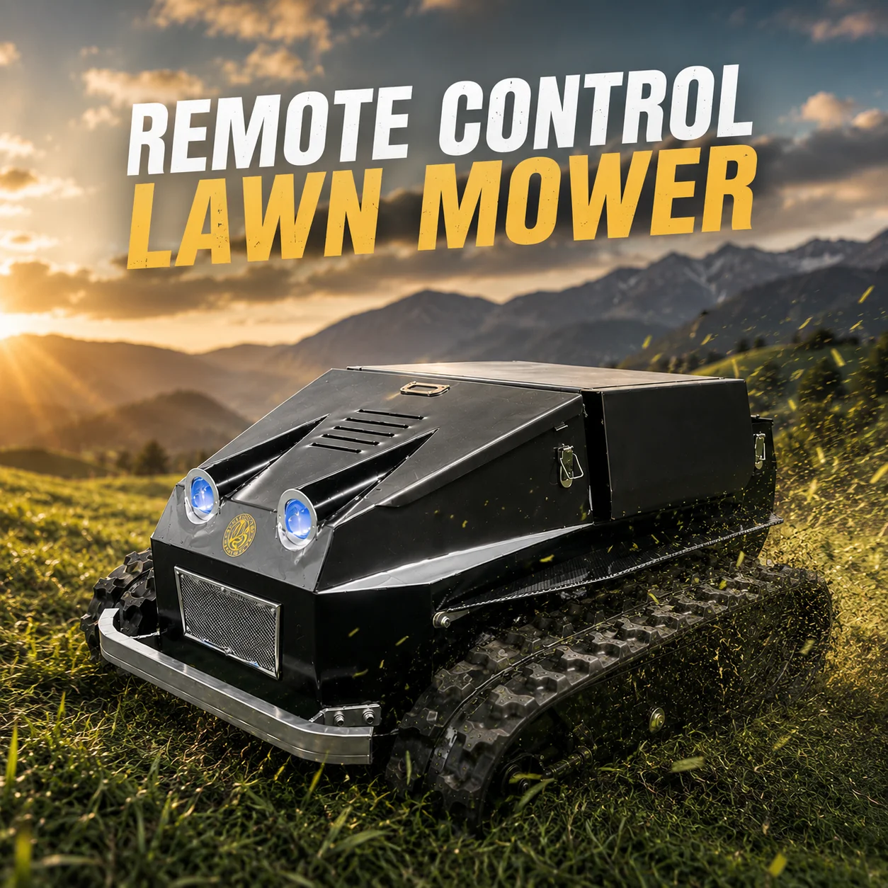 

Customizable All Terrain Remote Control Lawn Mower for Steep Slope Grass Cutting with Tracked Drive System