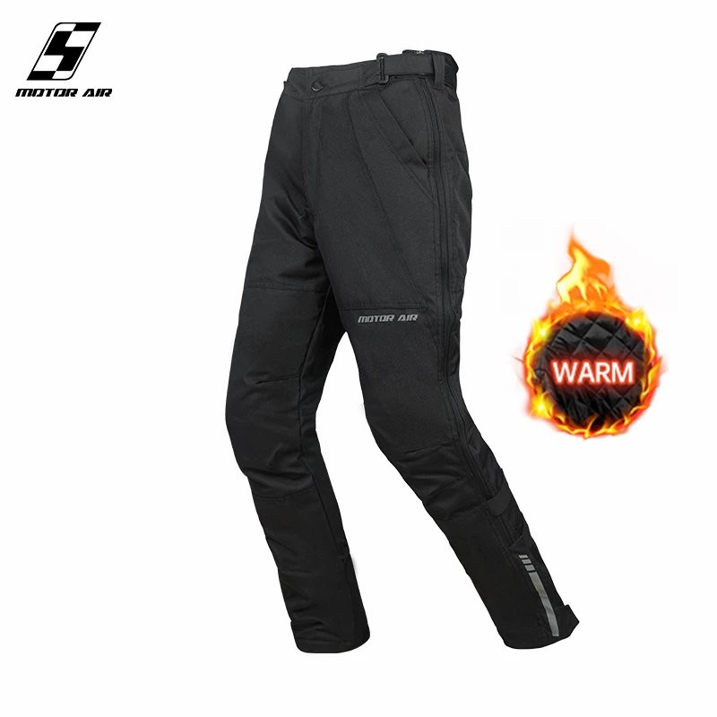 

Winter Black Motorcycle Pants Quick Speed-off Riding Trousers Cotton Lining For Warmth Waterproof With CE Protective Accessories