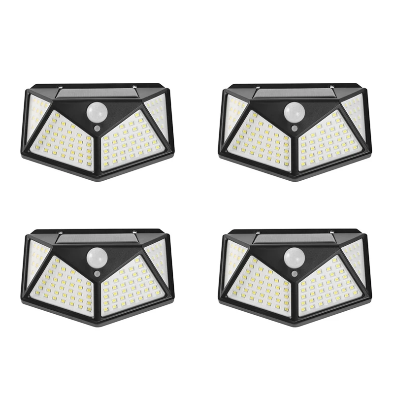 

New 4Pcs Solar Led Light Outdoor Solar Wall Lamp Garden Decoration Lights With Motion Sensor Waterproof Lamp 100LED 3Mods