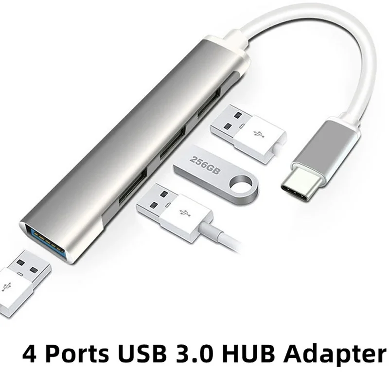 USB Typ C 4-Port-Adapter USB HUB Expander Hochgeschwindigkeitsübertragung USB Dock Multifunktions-Drahtteiler für PC Laptop Computer