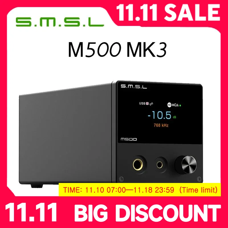 SMSL M500 MK3 MQA Decoder ES9038Pro XU216 DSD512 32Bit/768kHz Bluetooth Audio DAC &Headphone Amplifier with Remote Control 3.5mm