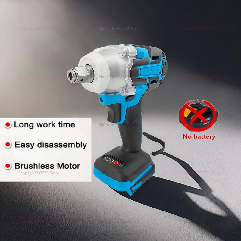 Llave de impacto inalámbrica, herramienta eléctrica sin escobillas, alto par, recargable, de mano para construcción y reparación de automóviles